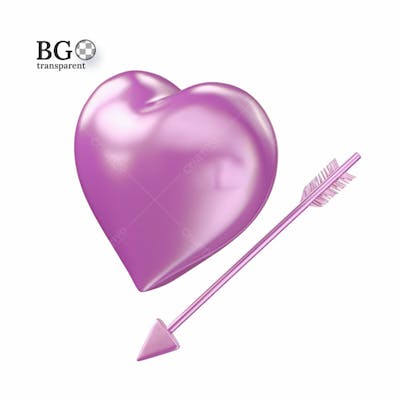 Coração Roxo 3D Png Transparente