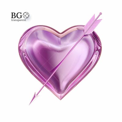 Coração Roxo 3D Png Transparente