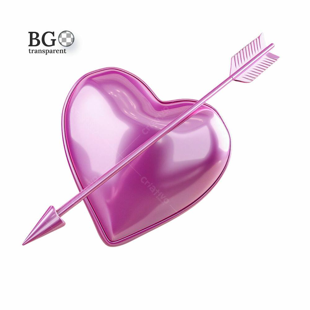 Coração Roxo 3D Png Transparente