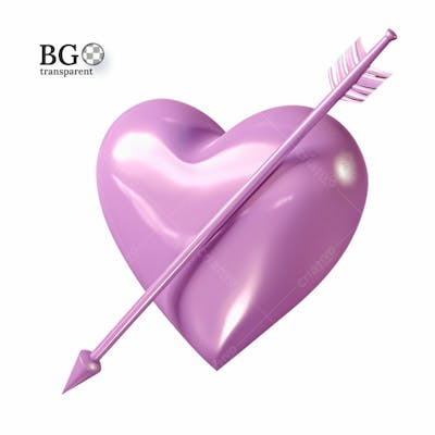 Coração Roxo 3D Png Transparente