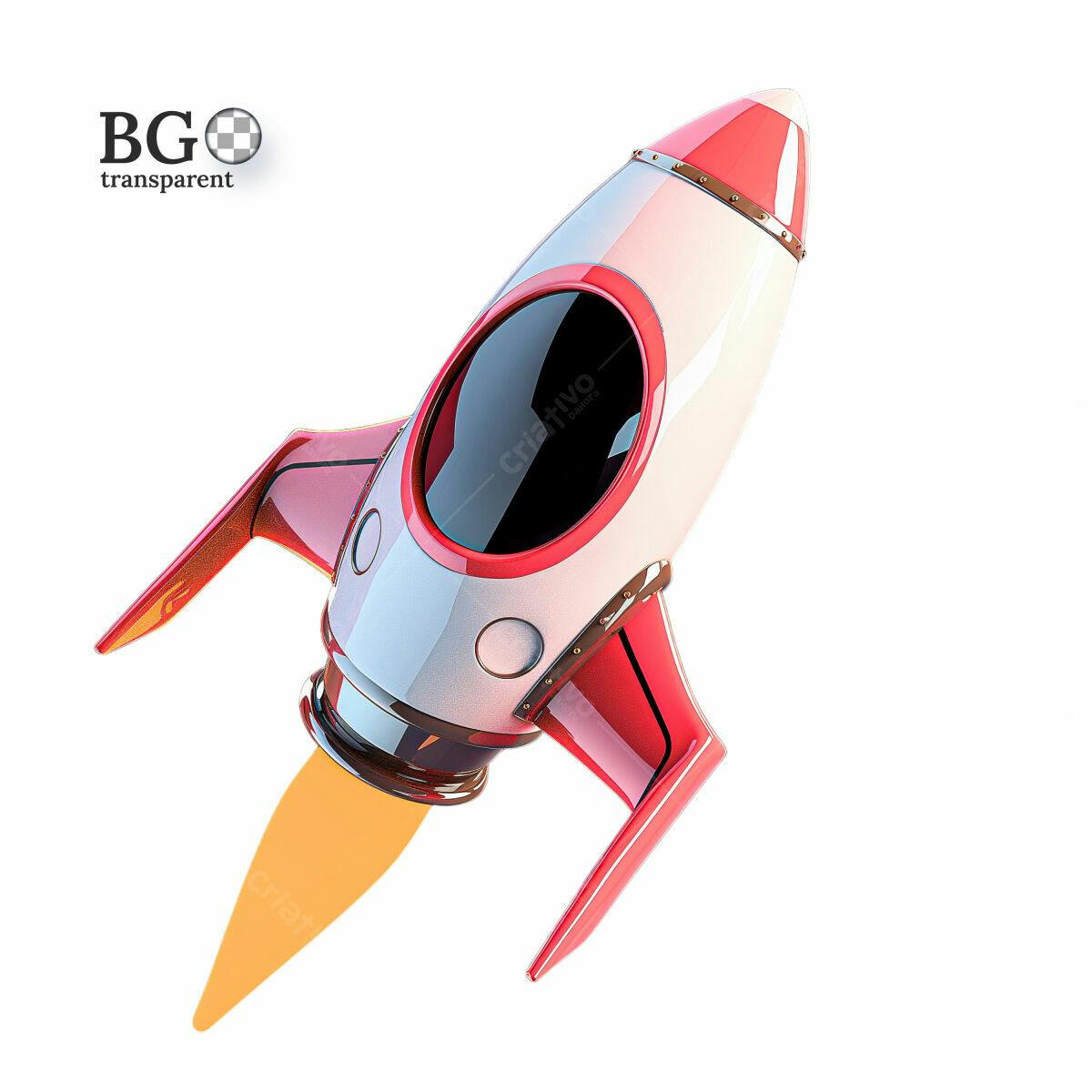 Rocket Foguete Vermelho e Branco PSD Editável
