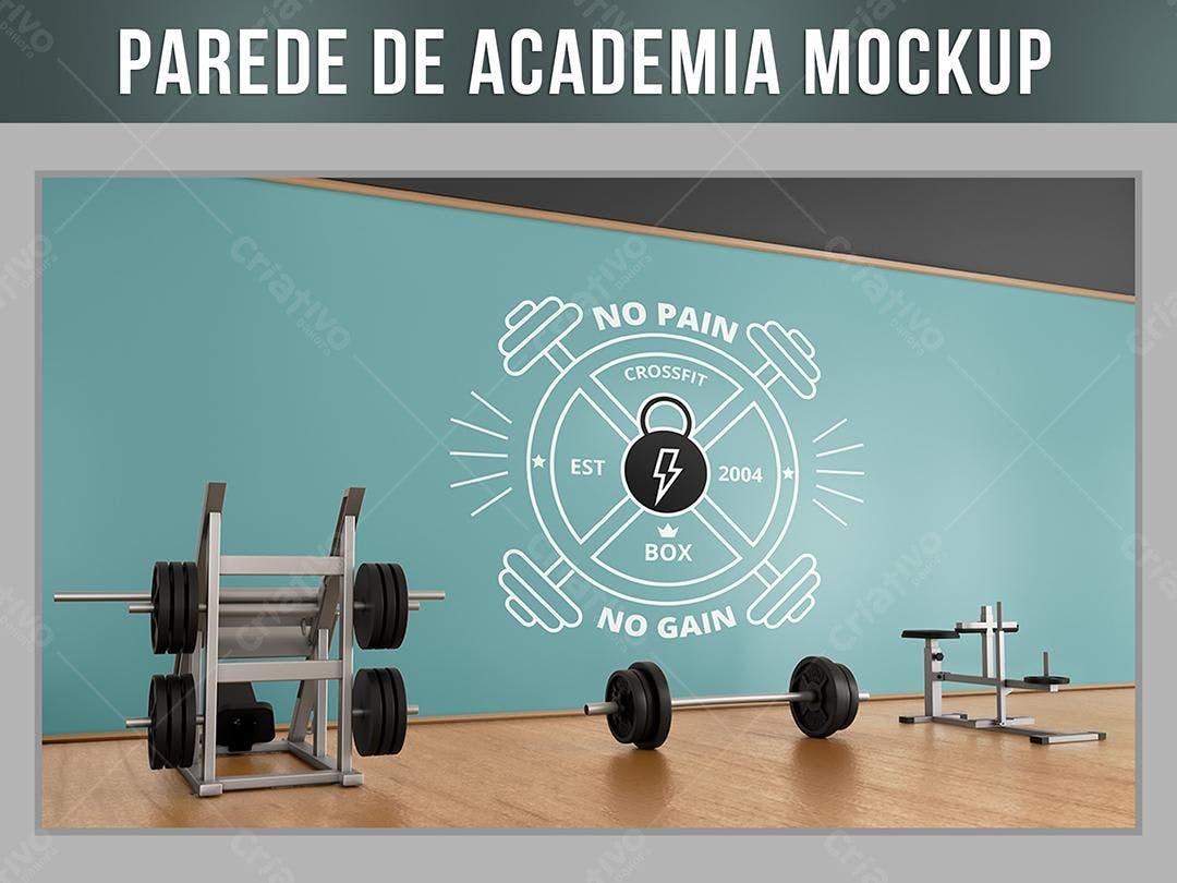Mockup Parede Academia: Design Moderno em Azul-Claro