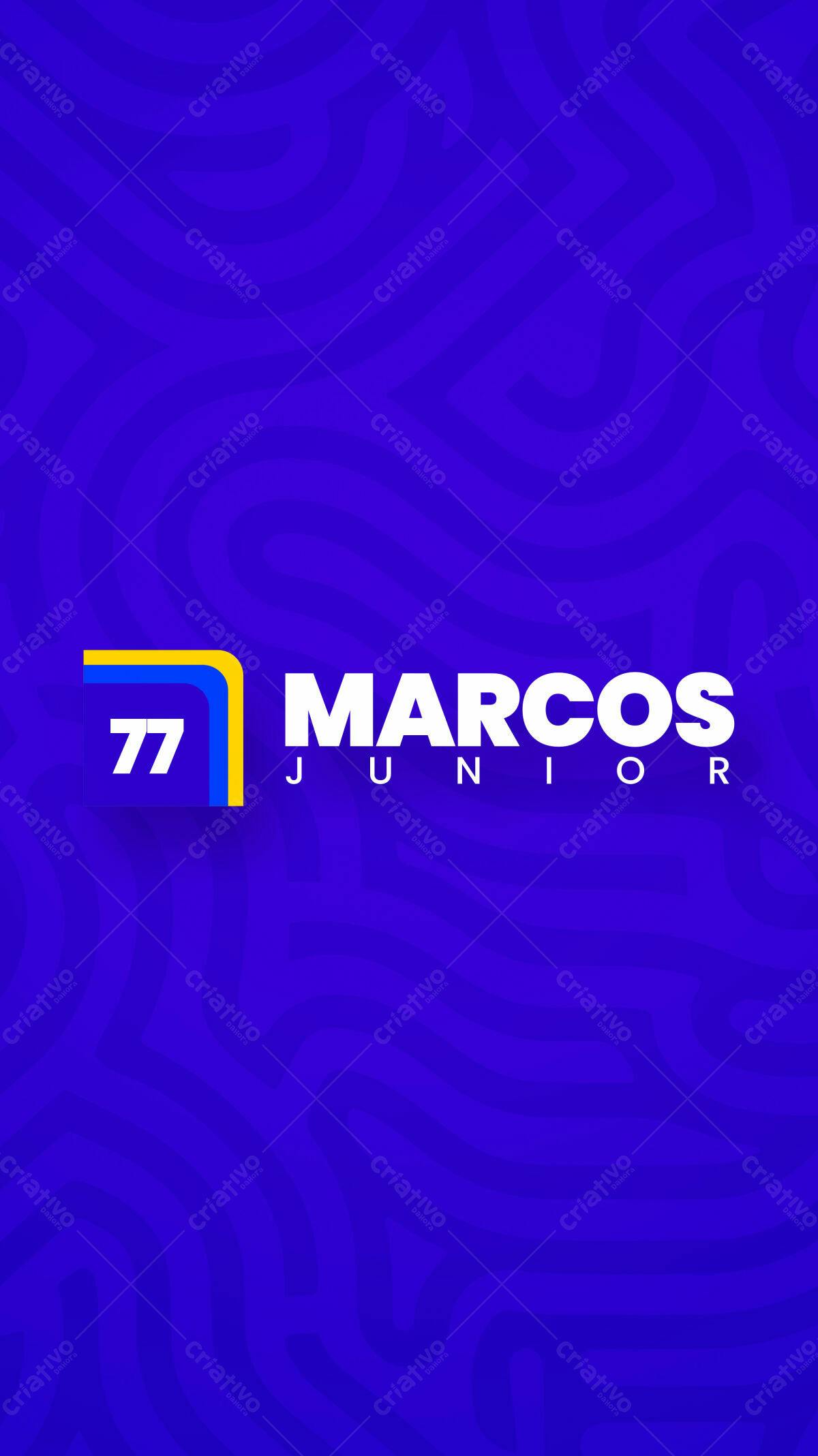 Design de Camiseta com Número 77 e Nome Marcos Junior PSD Editável