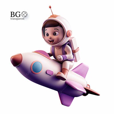 Astronauta No Foguete 3D Png Transparente