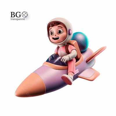 Astronauta No Foguete 3D Png Transparente