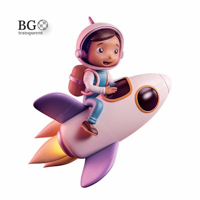 Astronauta No Foguete 3D Png Transparente