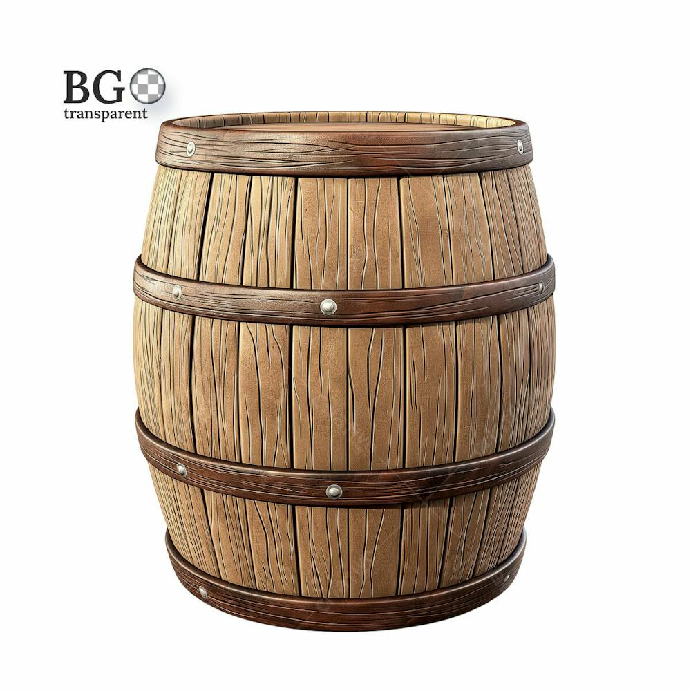 Barril De Madeira 3D Png Transparente