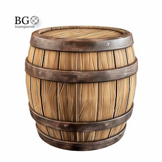 Barril de madeira 3d png transparente