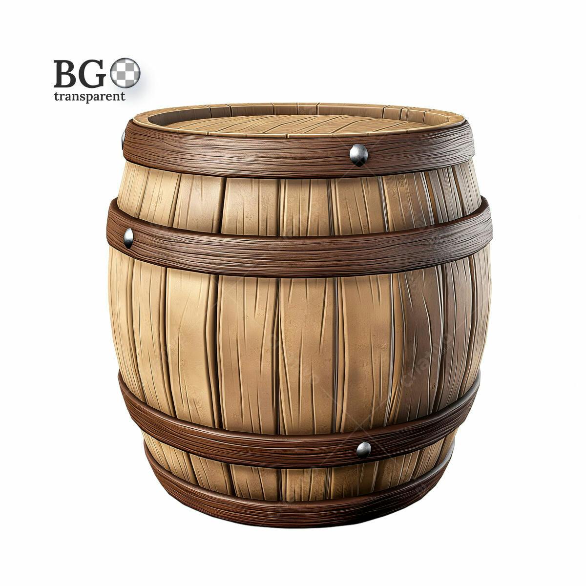 Barril de Madeira PSD Editável para Design de Games