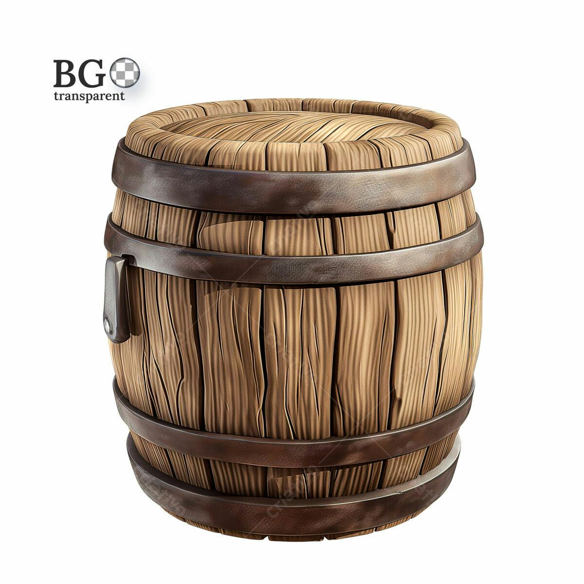 Barril de Madeira para Design de Jogo PSD Editável