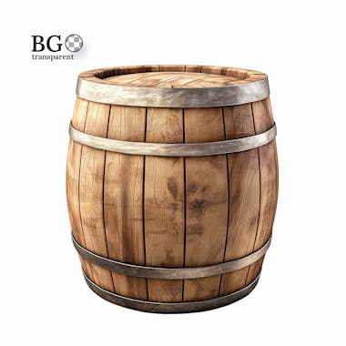 Barril de madeira 3d png transparente