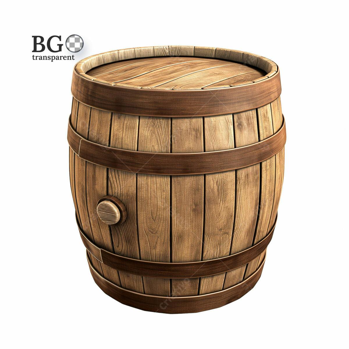 Barril de Madeira PSD Editável para Design de Rótulos