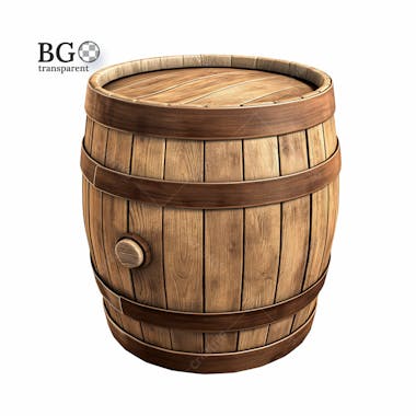 Barril de madeira 3d png transparente