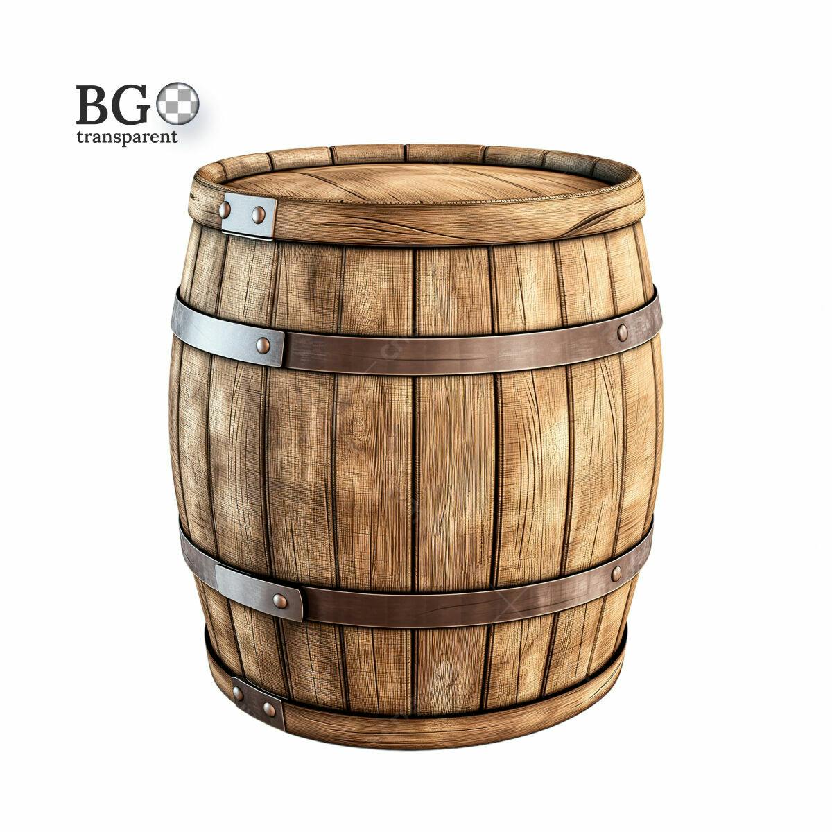 Barril de Madeira para Design de Rótulos PSD Editável