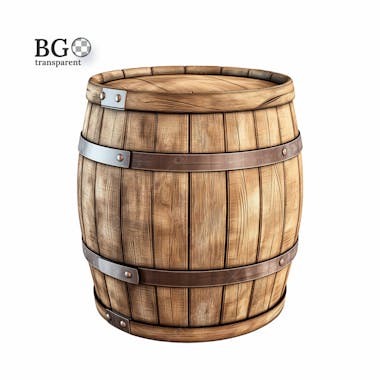 Barril de madeira 3d png transparente