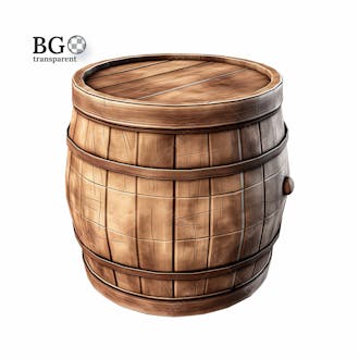 Barril de madeira 3d png transparente