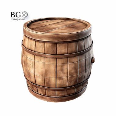 Barril de madeira 3d png transparente