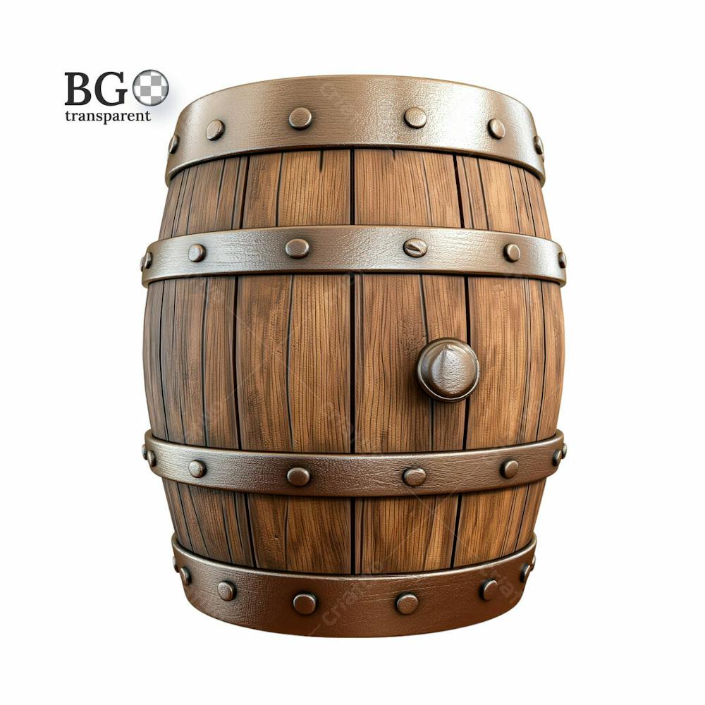 Barril De Madeira 3D Png Transparente
