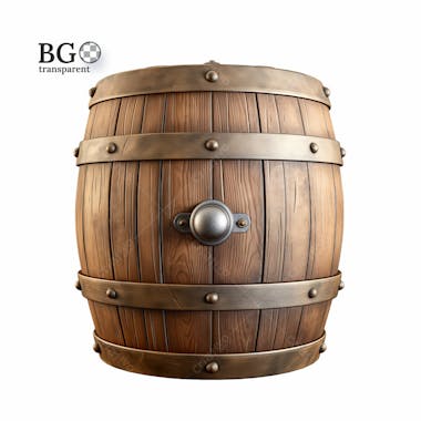 Barril de madeira 3d png transparente