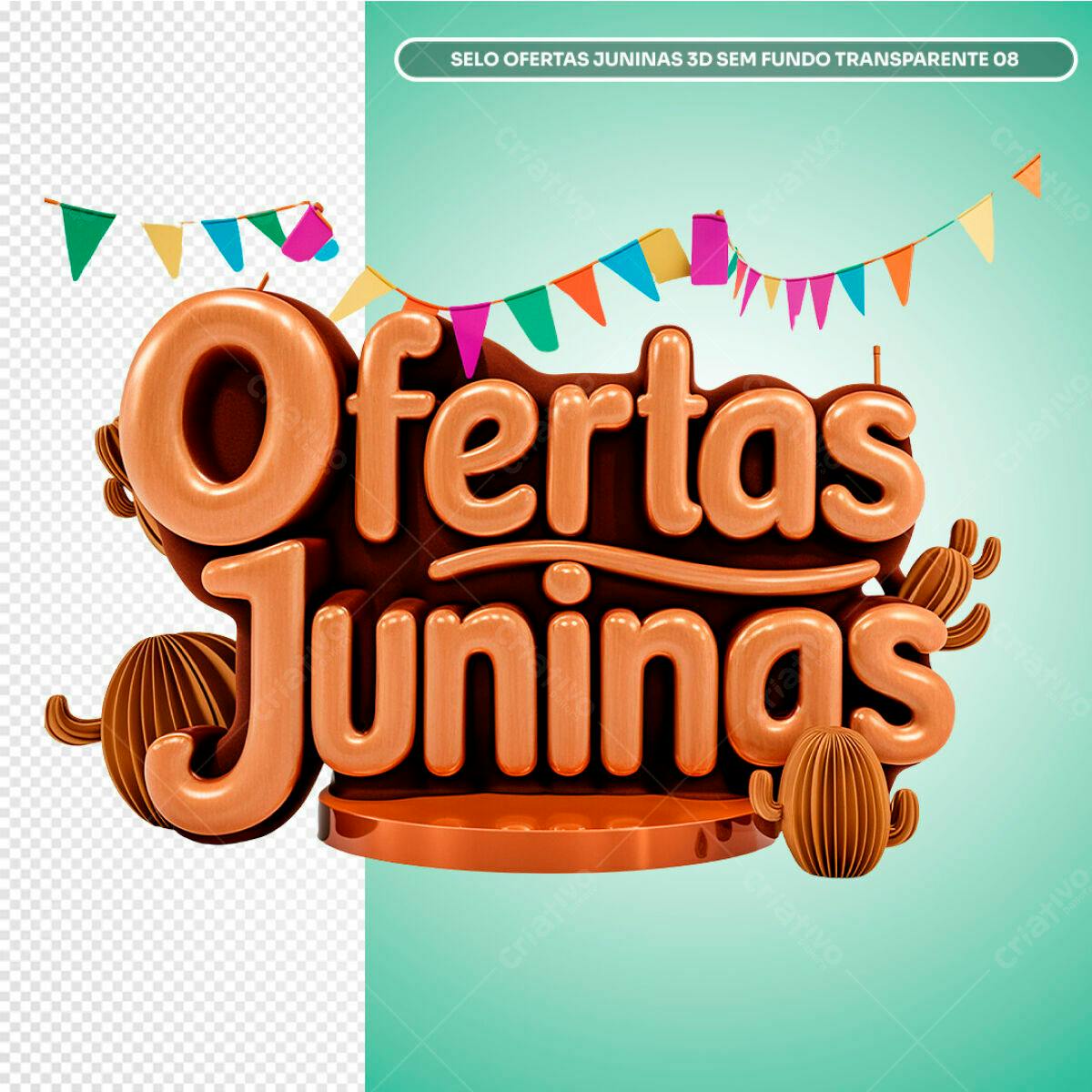 Selo Ofertas Juninas 3D PSD Editável