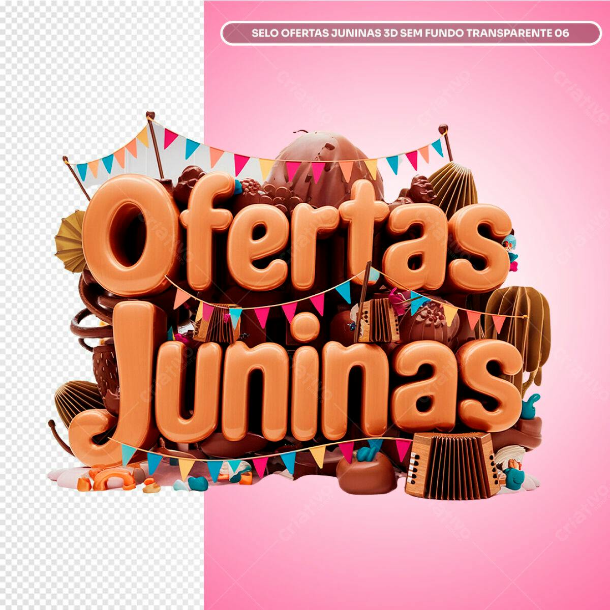 Selo Ofertas Juninas 3D PSD Editável