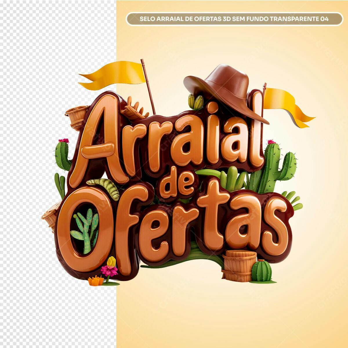 Selo Arraial de Ofertas 3D PSD Editável