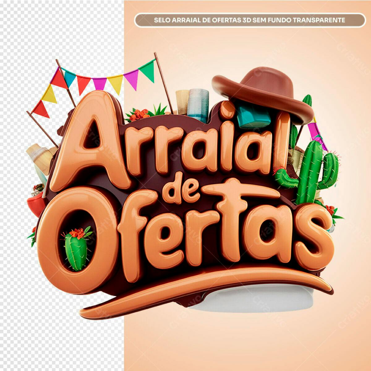 Selo Arraial de Ofertas 3D PSD Editável