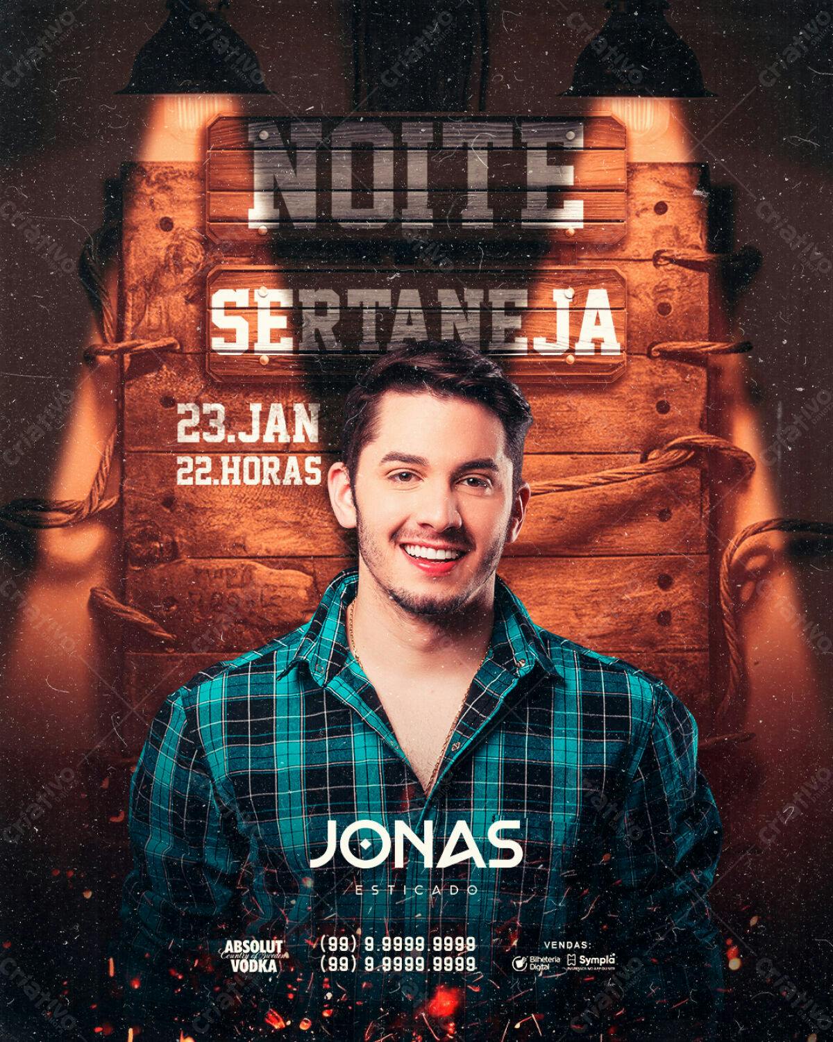Flyer para Festa Sertaneja com Jonas Esticado PSD Editável