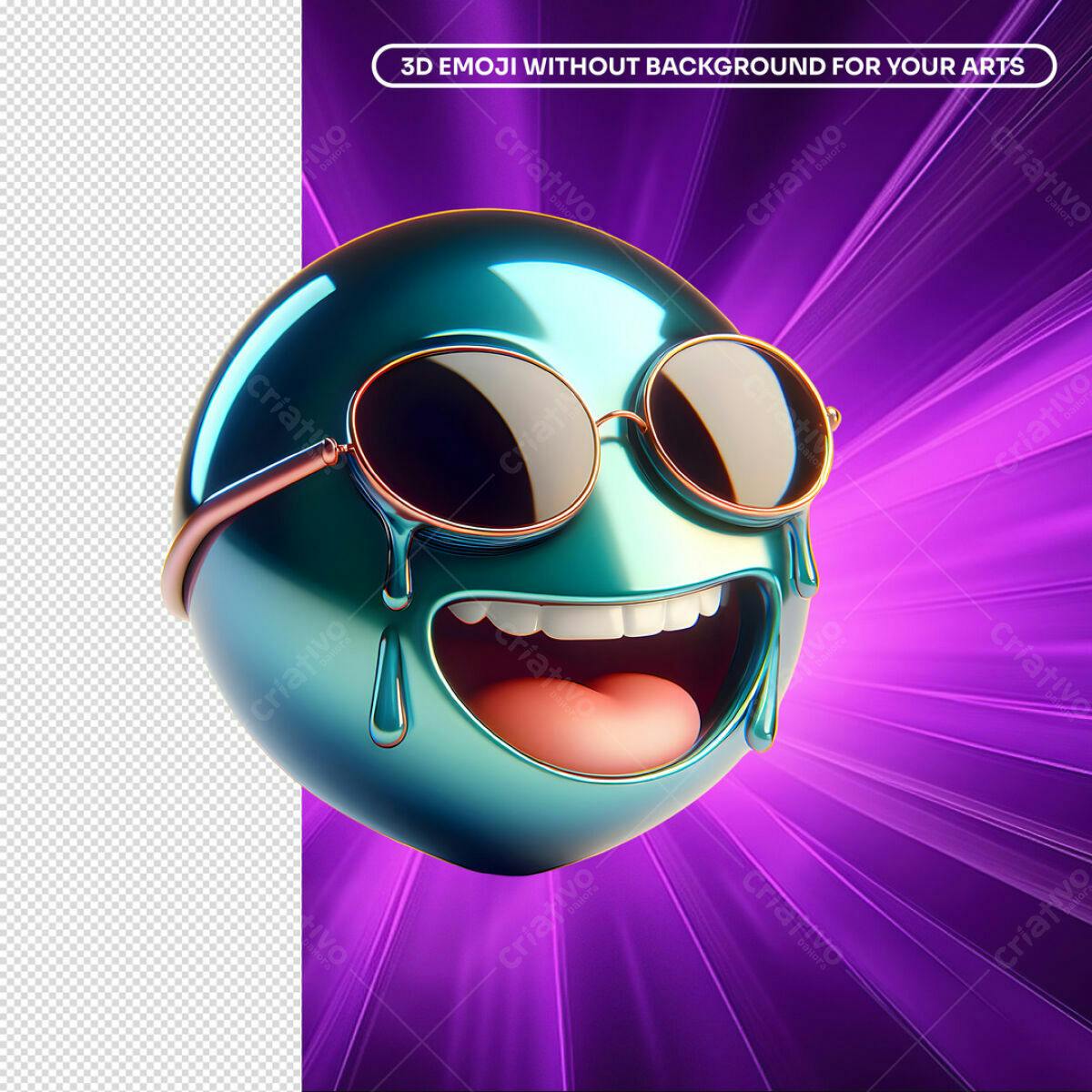 Emoji 3D Divertido com Óculos PSD Editável