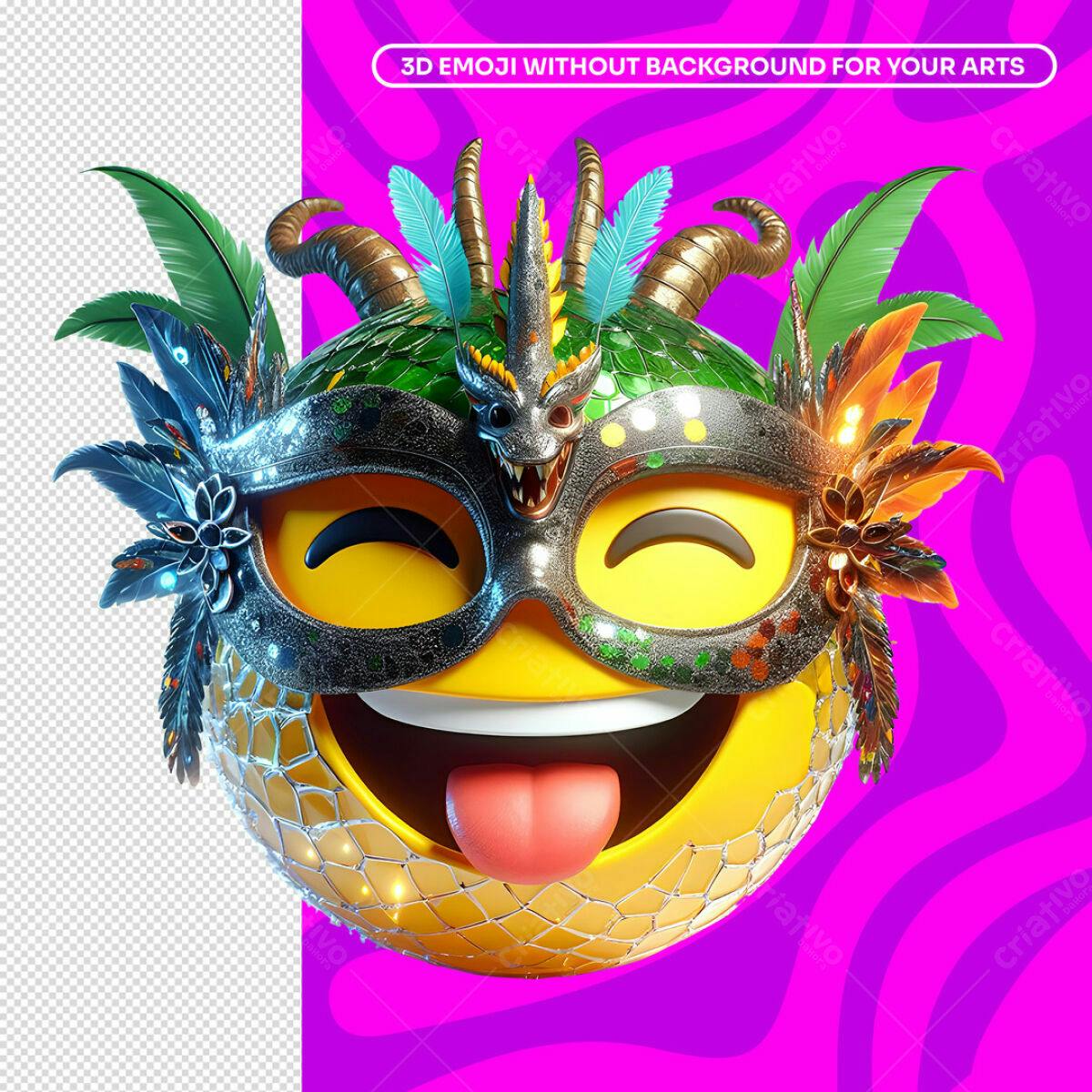 Emoji Carnaval 3D PSD Editável