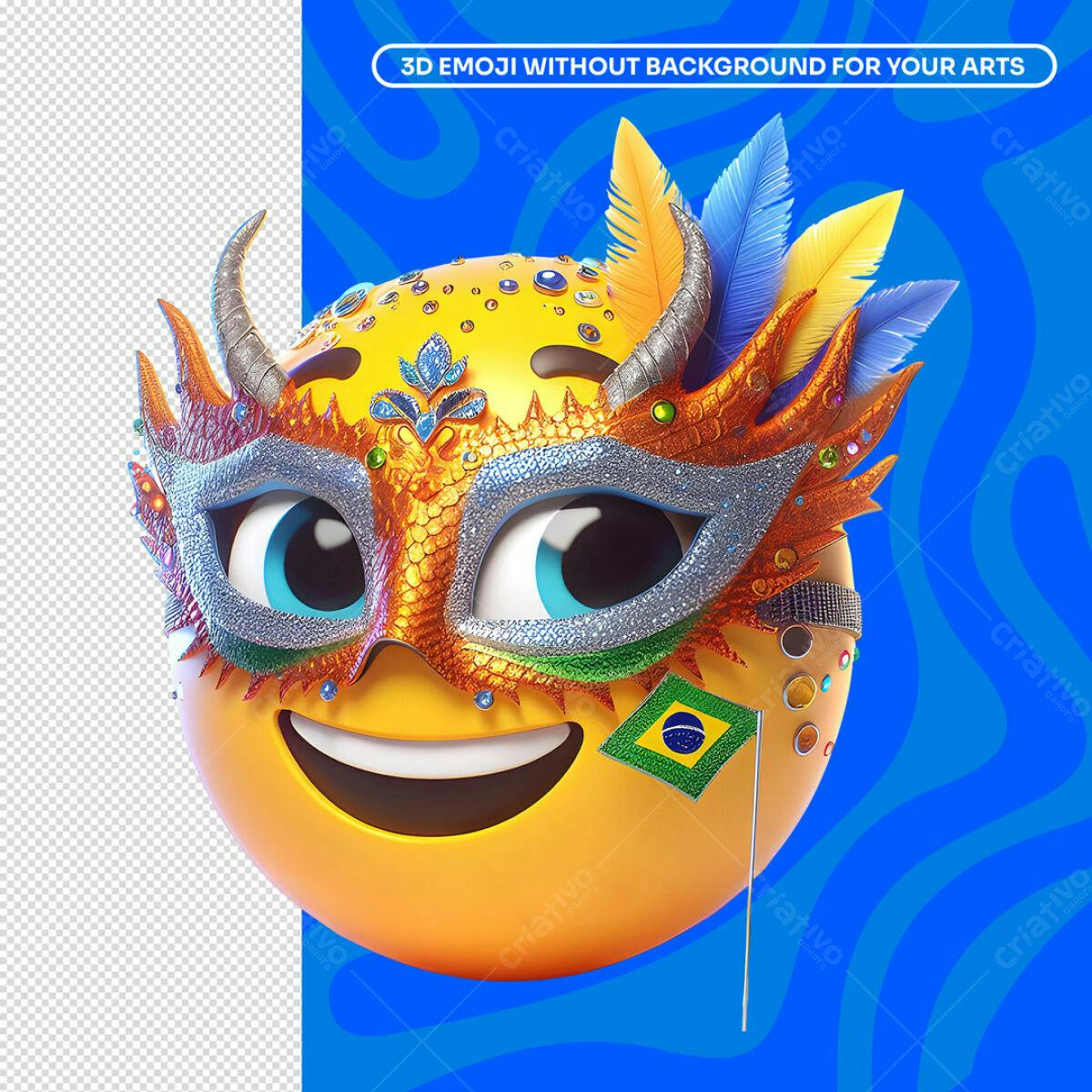 Emoji Carnaval 3D PSD Editável