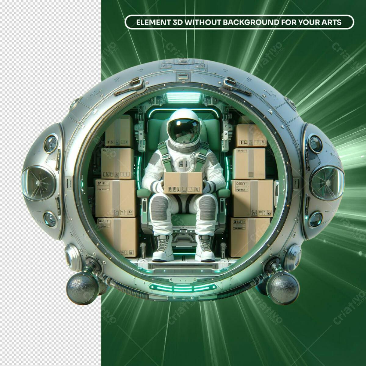 Elemento 3D Astronauta Entrega PSD Editável