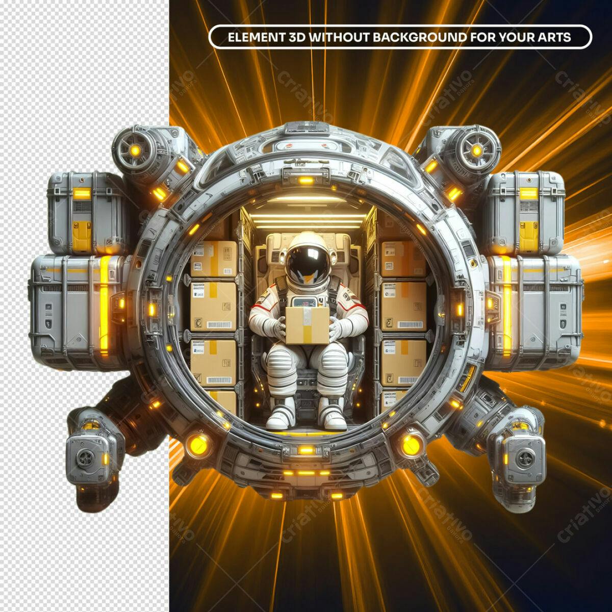 Elemento 3D Astronauta Entrega PSD Editável