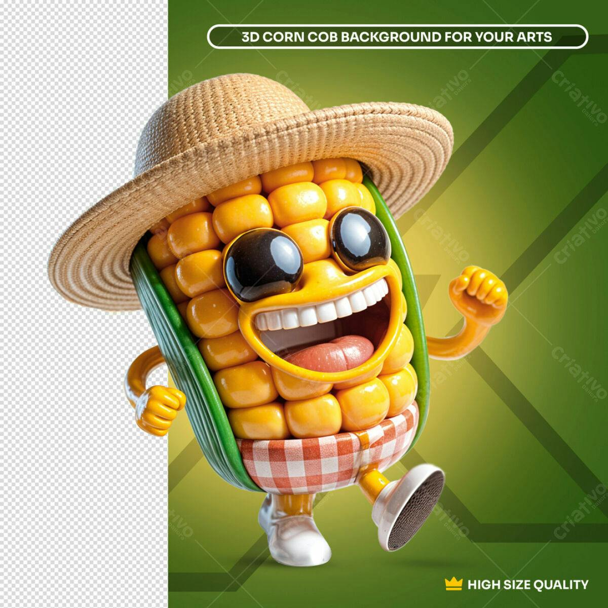 PSD Espiga de Milho Divertida para Posts de Verão PSD Editável