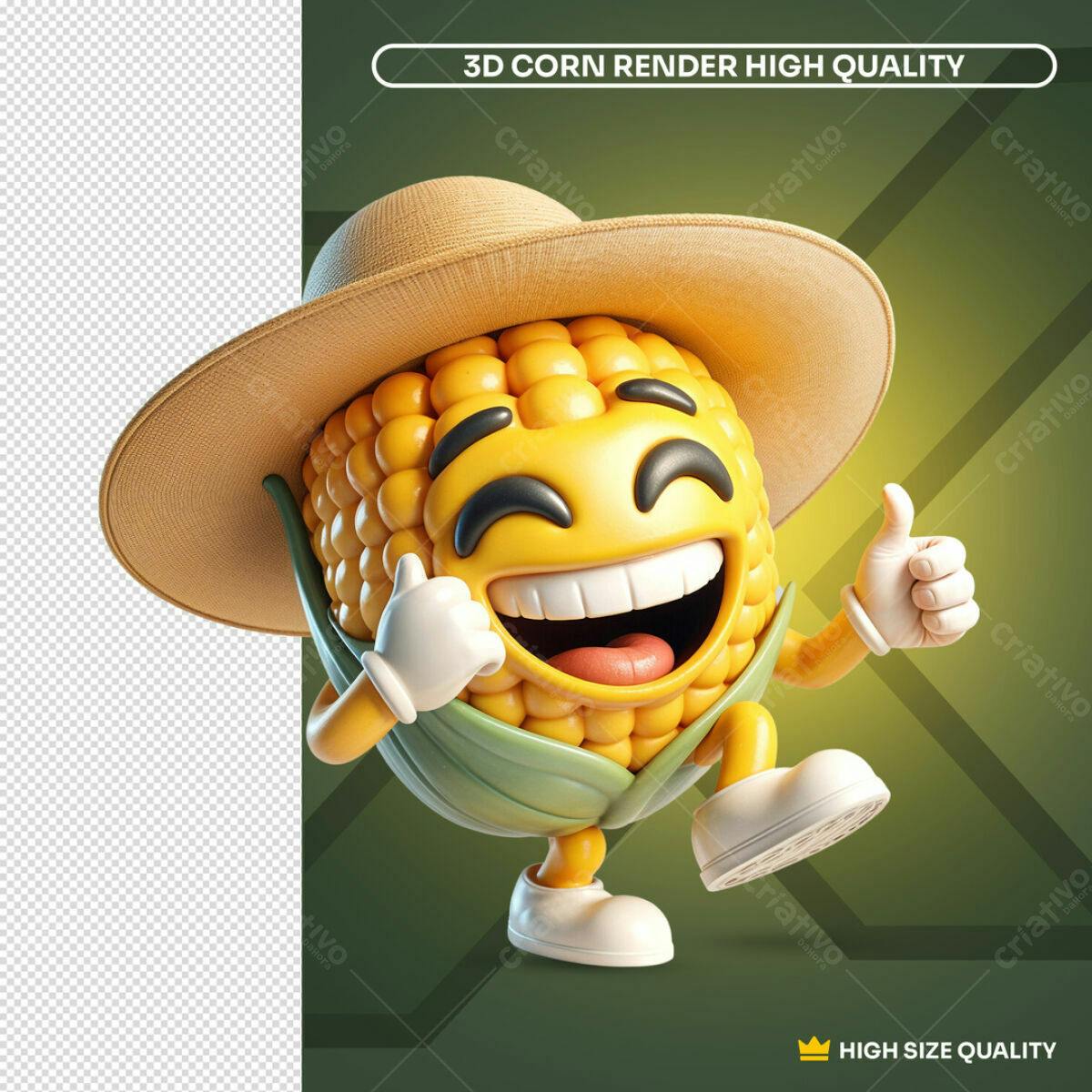 Personagem Milho Agradecido PSD Editável
