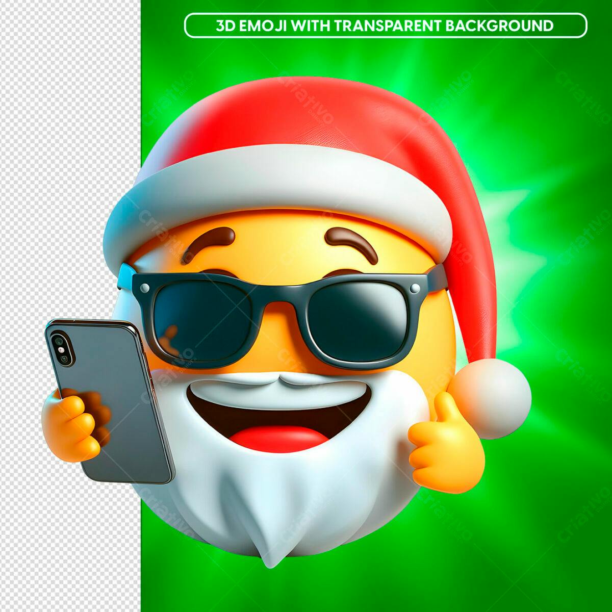 Emoji Natalino com Smartphone PSD Editável