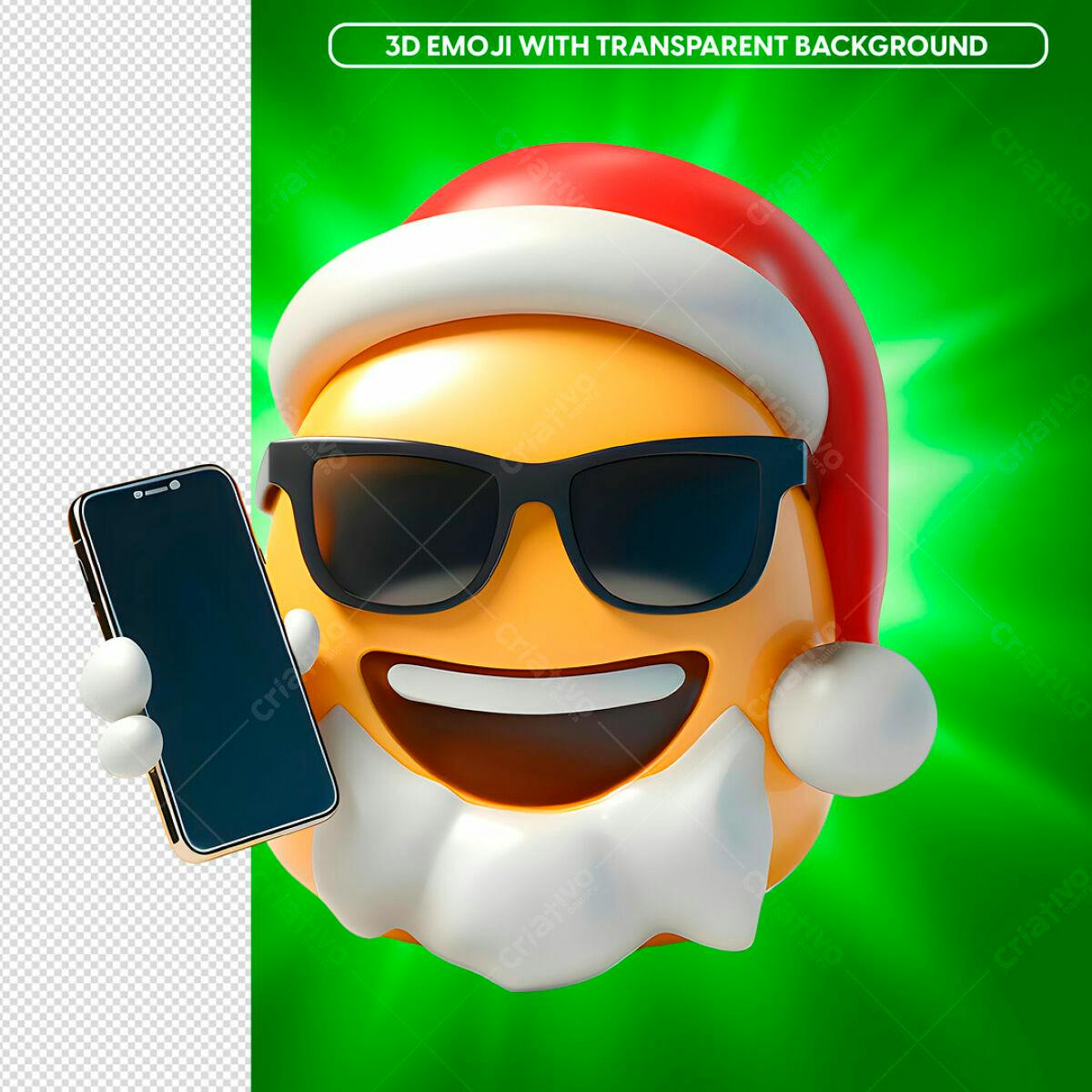Emoji Natalino com Smartphone PSD Editável