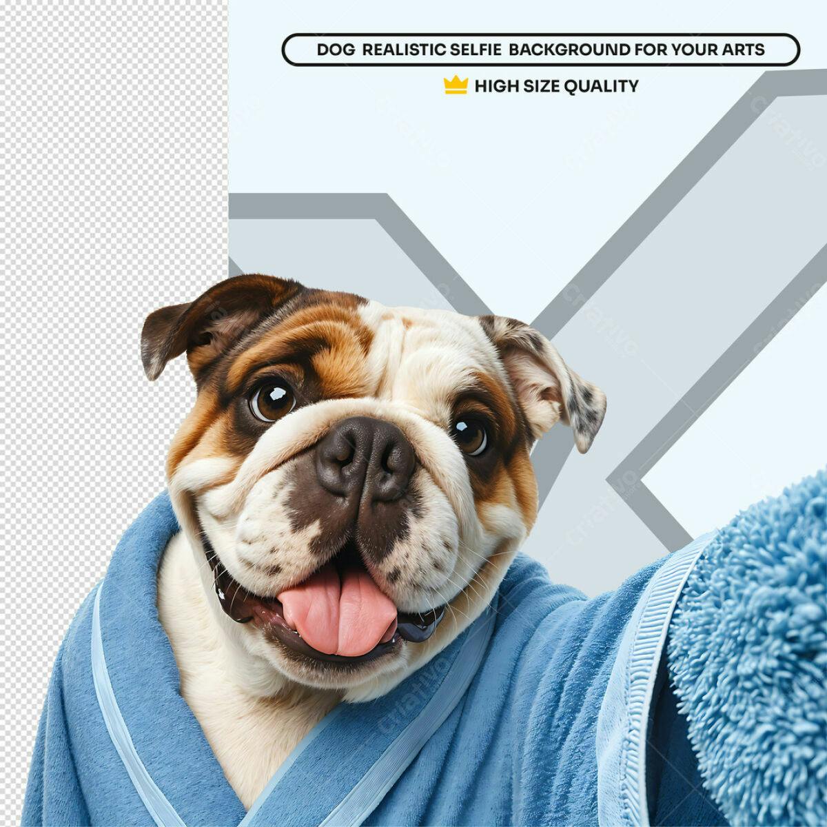 Background para Selfie de Cachorro Bulldog PSD Editável