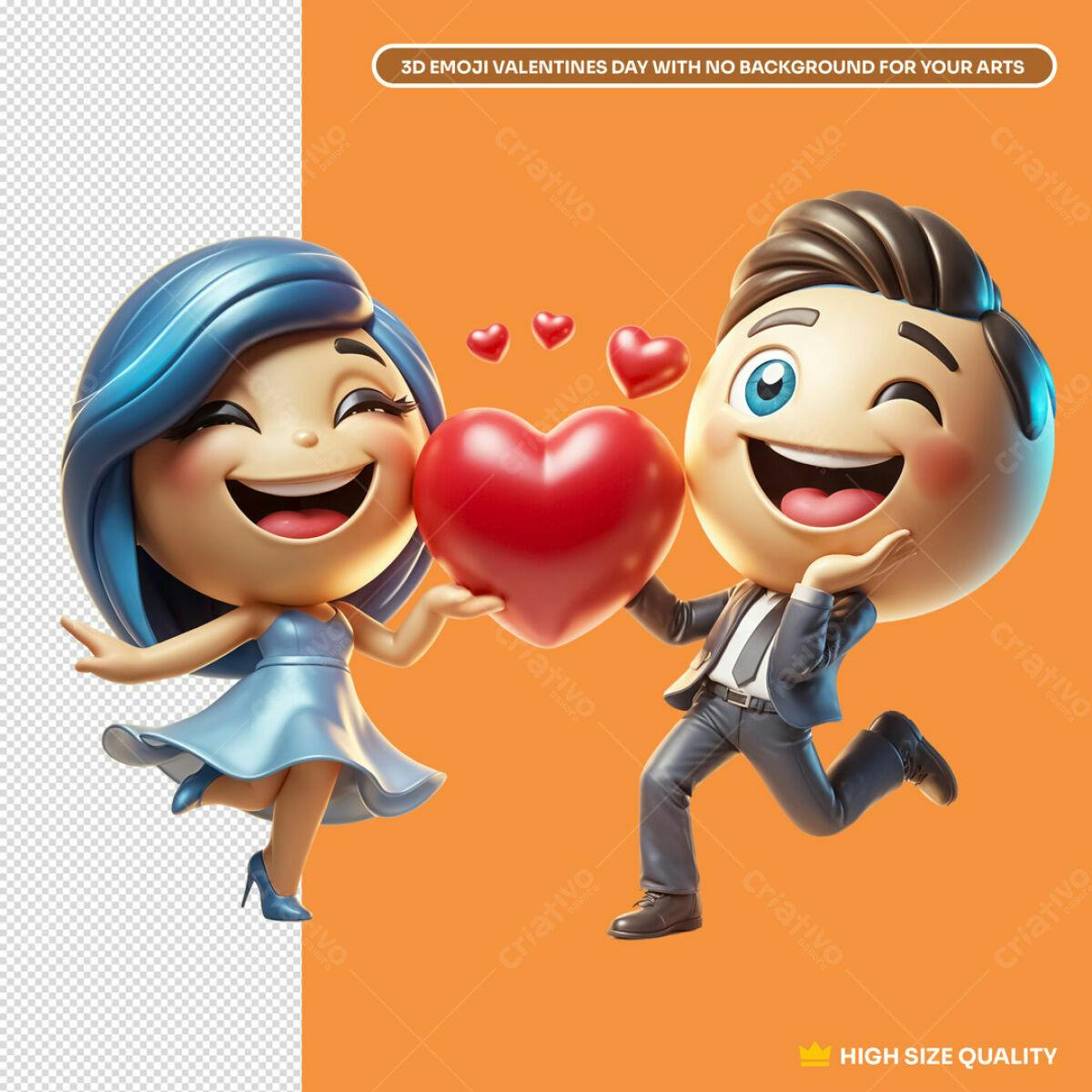 PSD para Dia dos Namorados com Emojis 3D Editável
