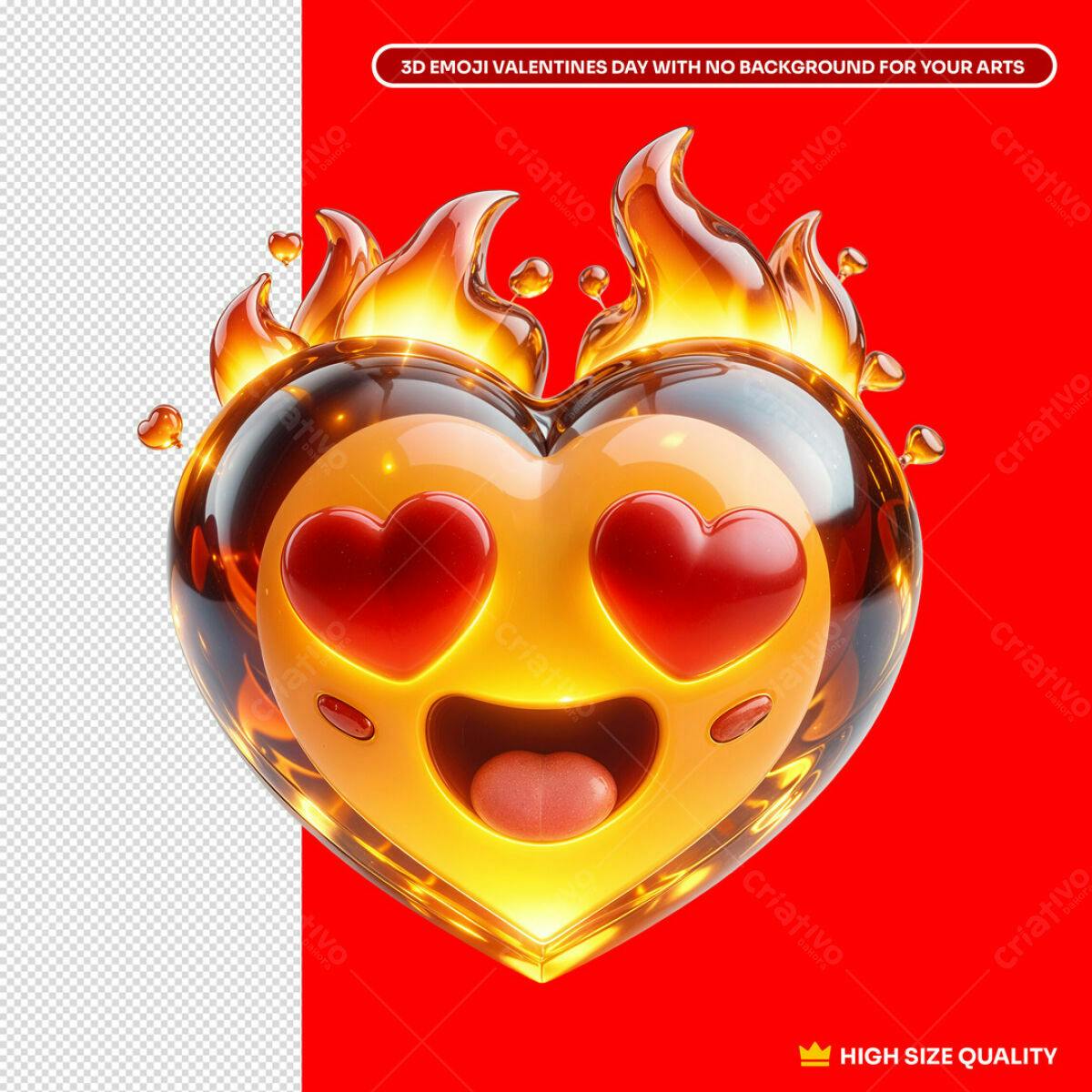 Emoji Dia dos Namorados em 3D PSD Editável