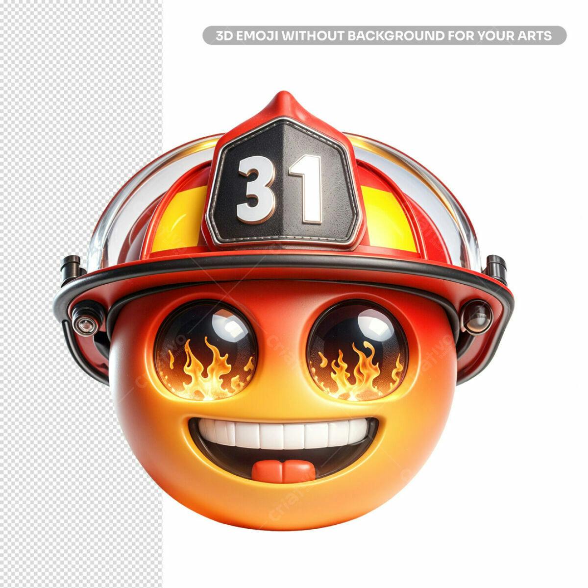 Emoji Bombeiro 3D PSD Editável