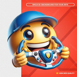 Emoji 3d motorista segurando um volante esportivo