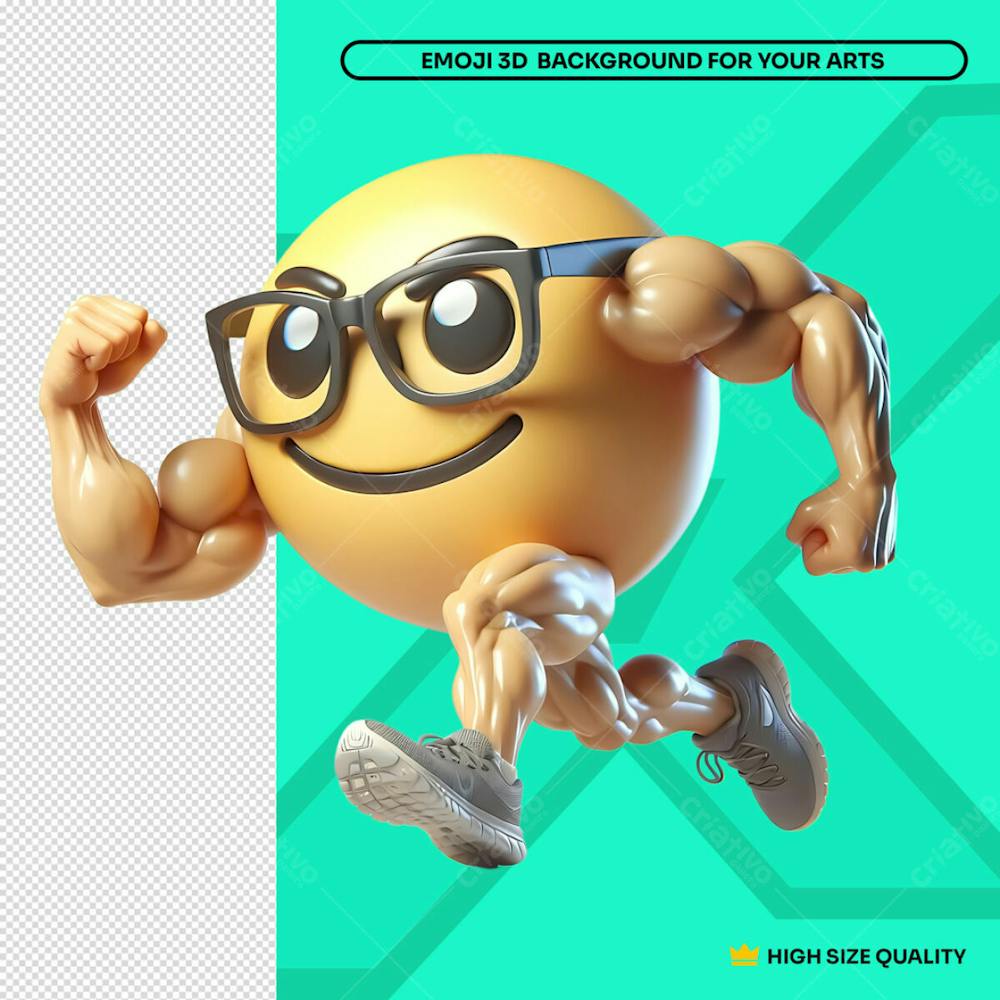 Emoji 3D Musculoso Correndo
