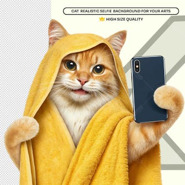 Gato persa amarelo selfie toalha social media petshop element