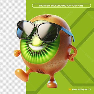 Kiwi 3d sorridente de óculos