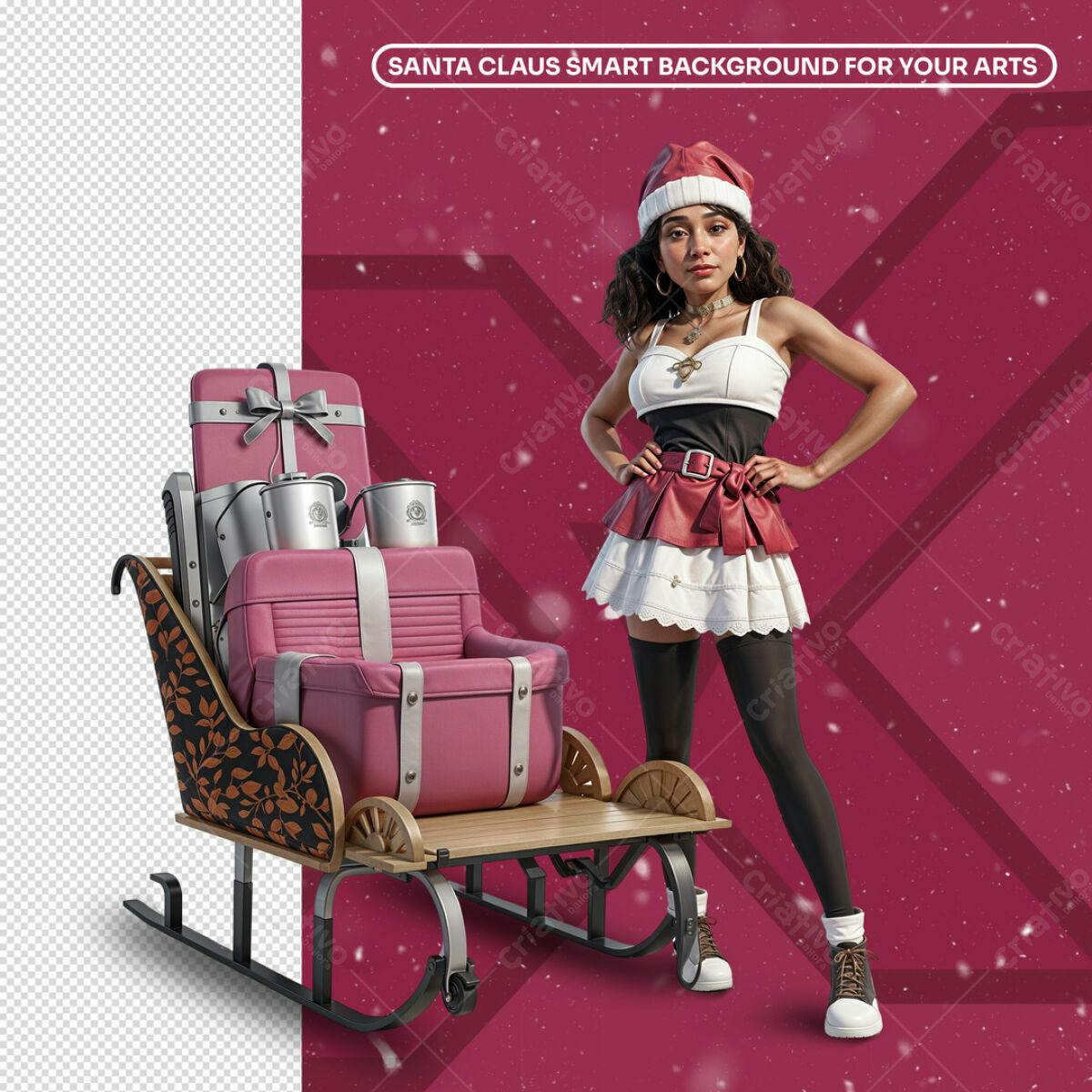 Background Natalino com Papai Noel Moderno PSD Editável