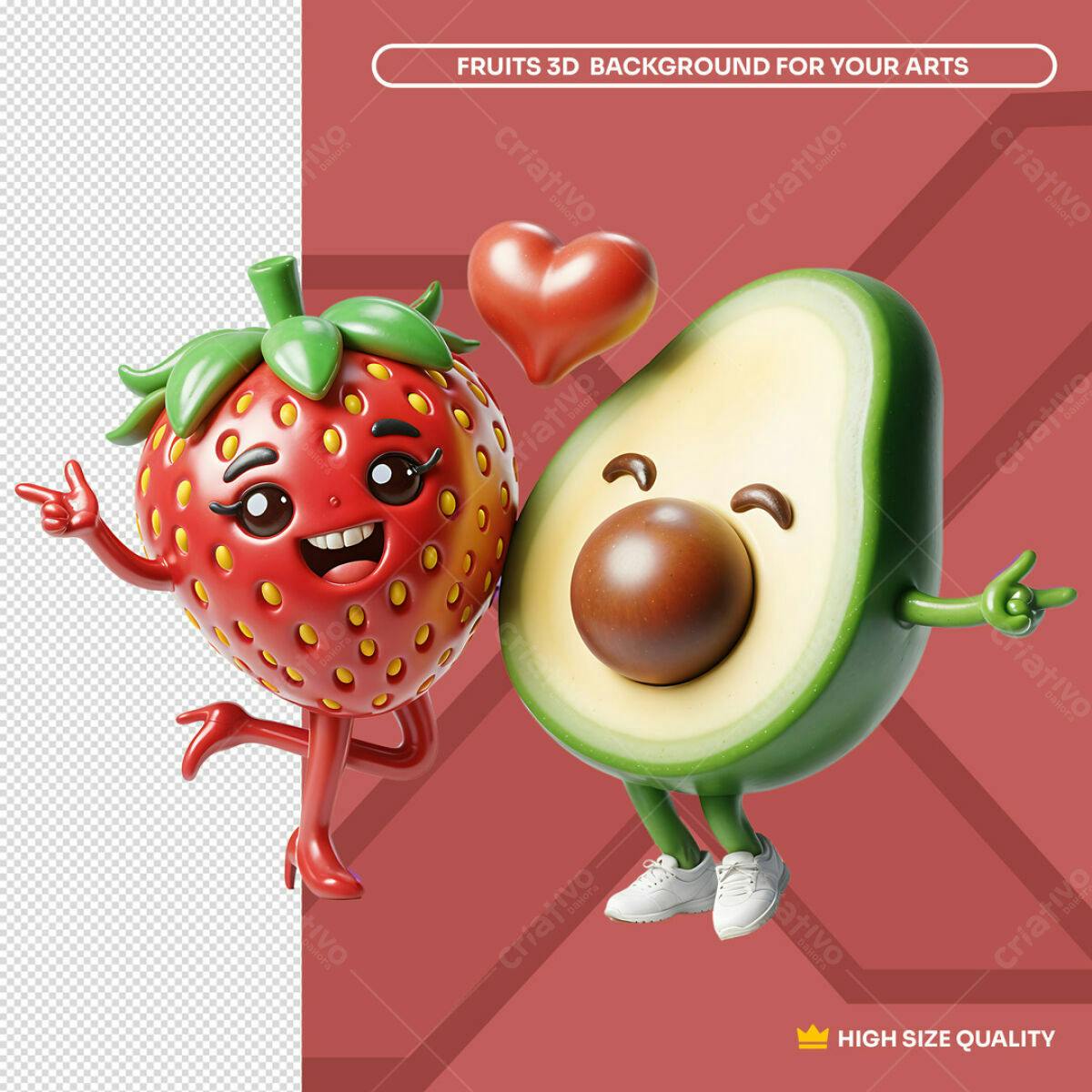 Background Frutas 3D PSD Editável
