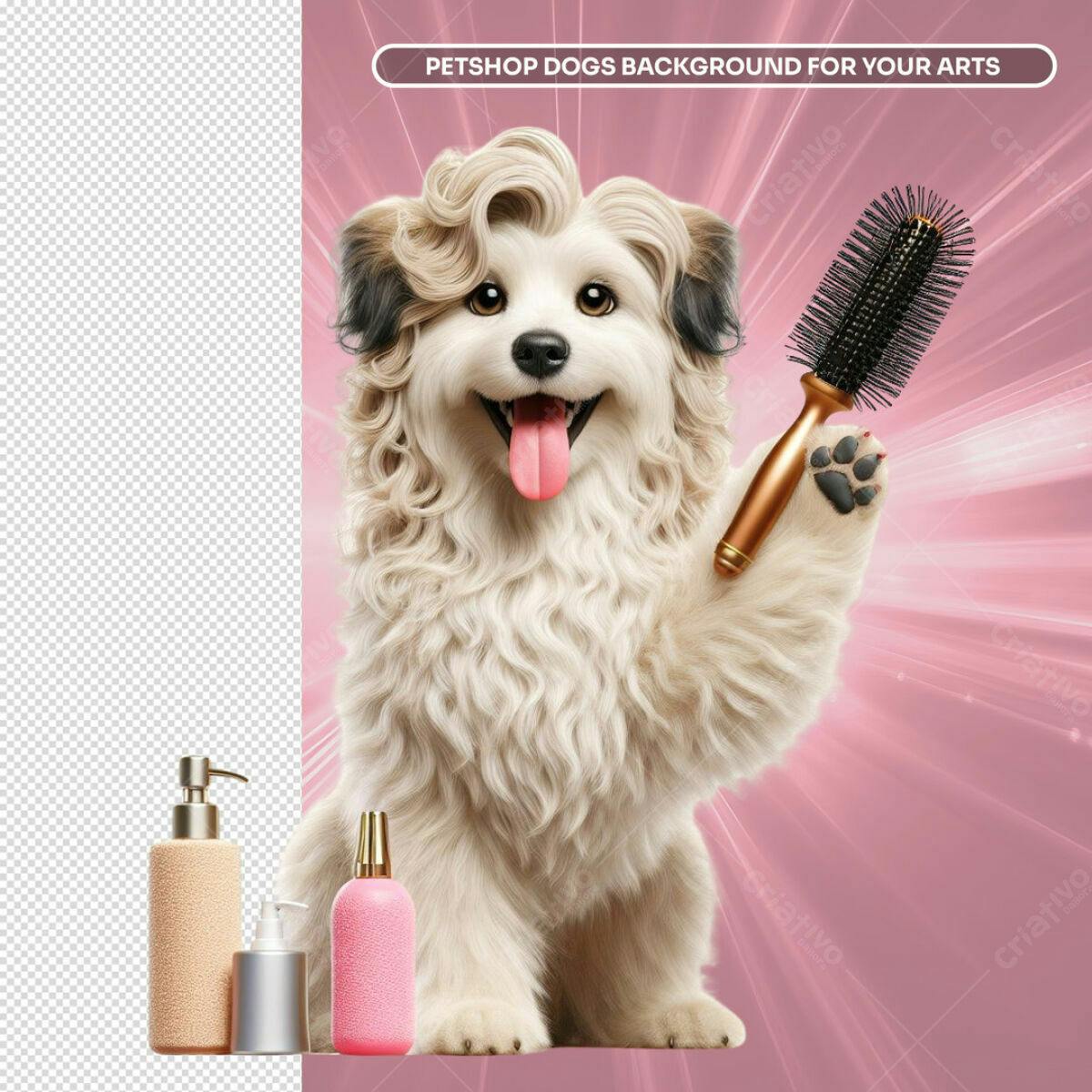 Background Petshop com Cachorro Estiloso PSD Editável