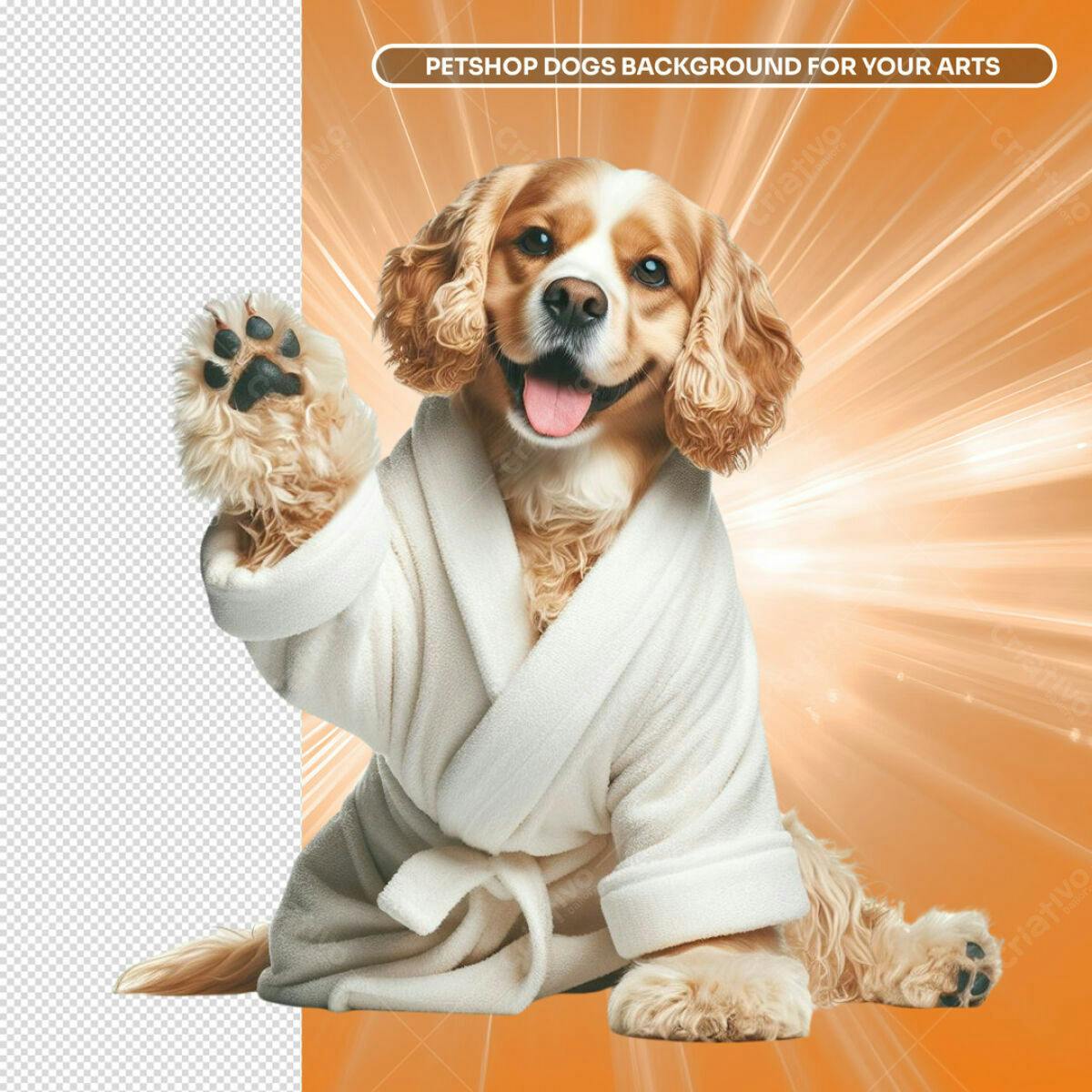 Background Petshop Cão em Roupão PSD Editável