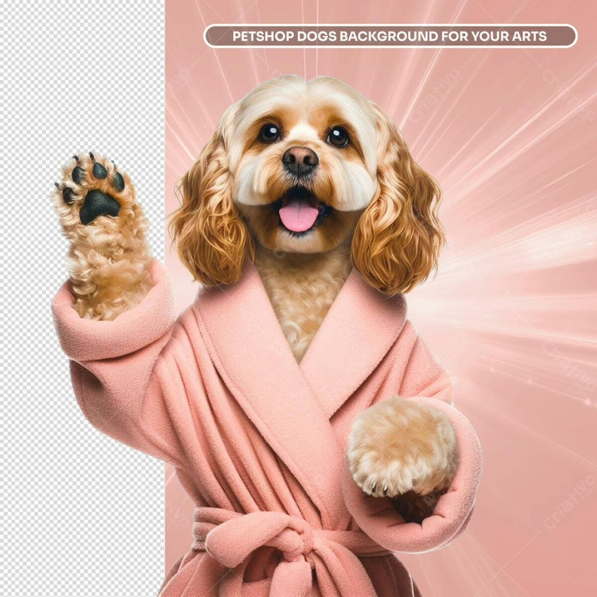 Background Pet Shop Cachorro em Roupão PSD Editável